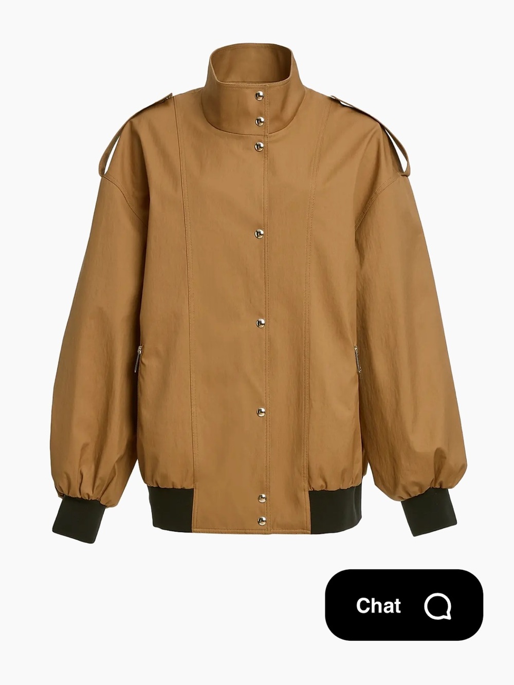 KHAITE Caramel-Tan Bomber Jacket with High Stand Collar